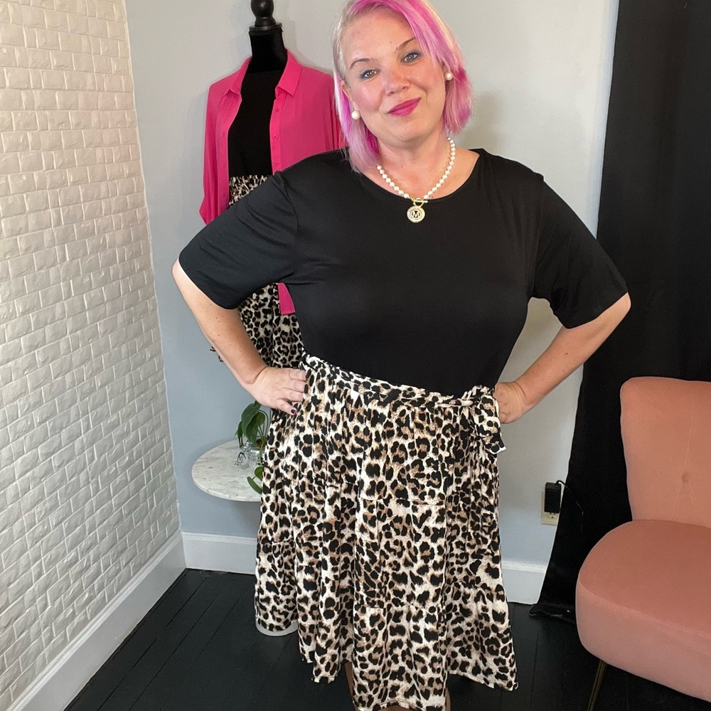 Heimish Two Tone Leopard Print Tier Dress